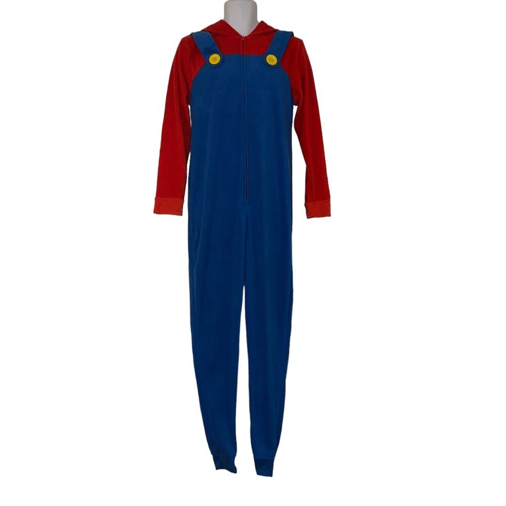 Super Mario Brothers Pajamas Costume Womens L Unionsuit PJs One Piece Halloween